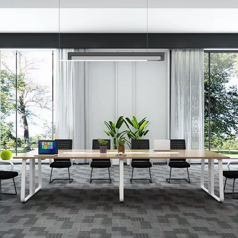 极速办公室休闲洽谈桌会议会议桌欧式实木长桌R商用工作桌椅组合