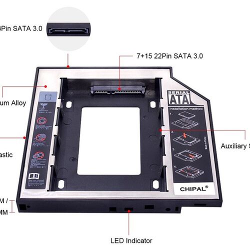 极速2nd HDD Caddy 12q.7mm 9.5mm SATA 3.0 2.5 HD Hard Di