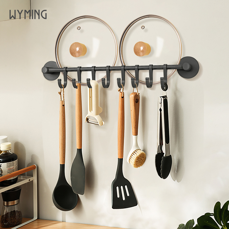 极速厨房挂钩免打l孔壁挂式挂杆挂架置物架墙上锅铲勺子铲子收纳