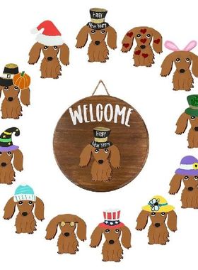 极速Wooden Dachshund Welcome SigCn Wooden Front Door Wreath