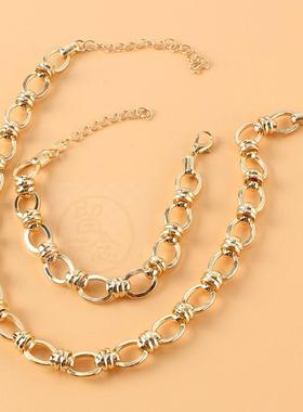 极速Simple Gold Omval chain jewelry set fashion punk Necklac