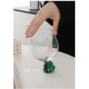 女王祖母绿松塔杯 中古杯手刻水晶玻璃杯圣诞树 葡萄酒杯红酒杯子