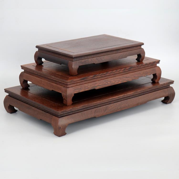 实木鸡翅木长方形弯脚底座明式木托花瓶佛像摆件工艺品石头垫正方