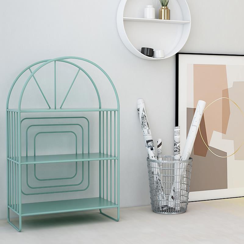 儿童小书架卧室置物架床头书柜家用落地收纳层架北欧简约铁艺收纳