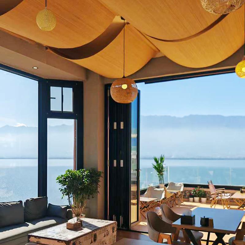 覆古竹帘天花板悬吊式天花板装修窗帘卷帘茶室民宿酒店隔断屏风装