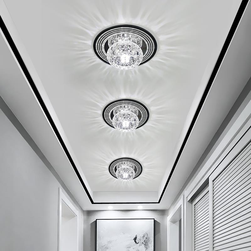 圆形轻奢水晶led过道走廊灯 嵌入式入户玄关阳台灯现代简约筒灯