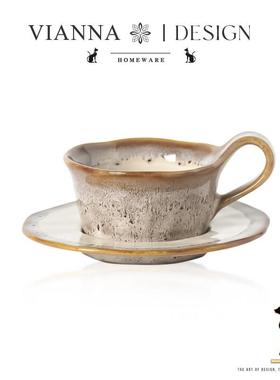 VIANNA丨豹纹·Hora覆古窑变咖啡杯碟套装褶皱下午茶陶瓷杯马克杯