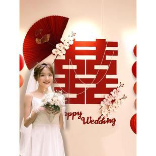 男方女方装 结婚卧室背景墙拉花新房婚房布置套装 饰婚庆用品大全