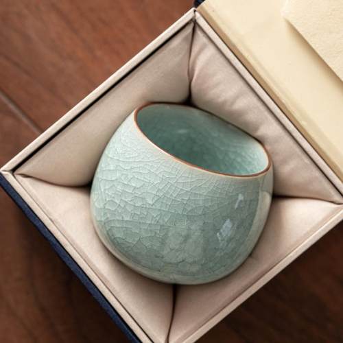汝窑主人杯茶杯开 片冰花釉陶瓷可养单杯品茗杯功夫茶具茶碗盏礼