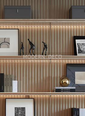 样板间客厅装饰柜书架置物架装饰画收纳盒书档组合摆件售楼处软装