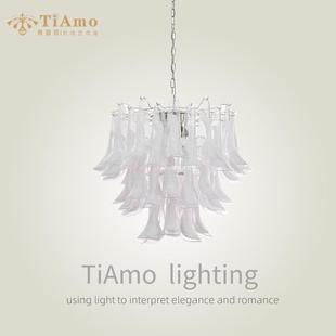 法式Murano穆拉诺吊灯中古风设计师款客厅卧室饭厅花瓣玻璃吊灯