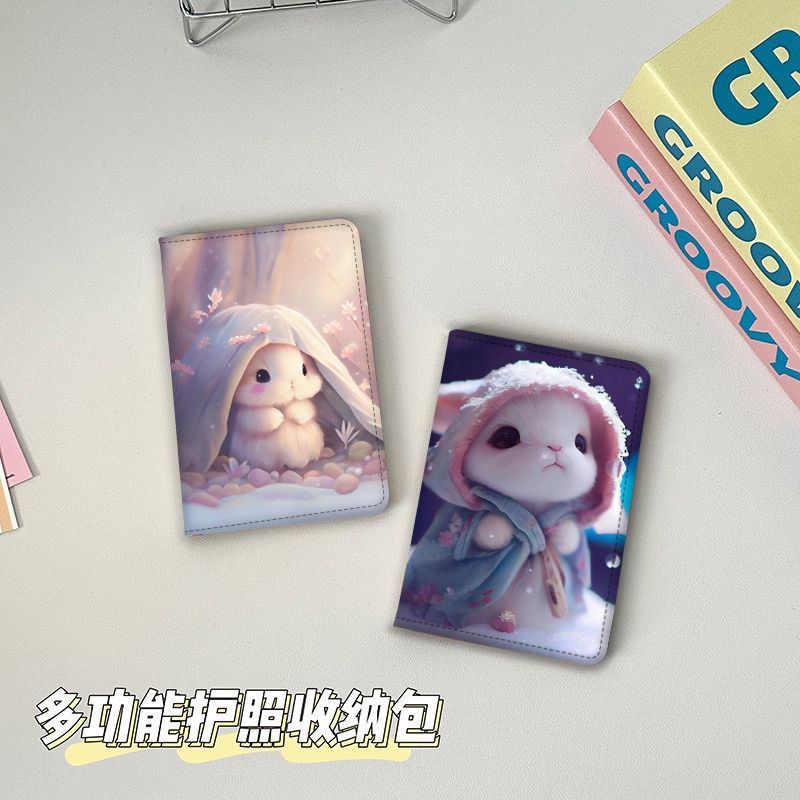 出国旅行护照卡包保护套RFID证件收纳卡包卡通兔子多功能证件包