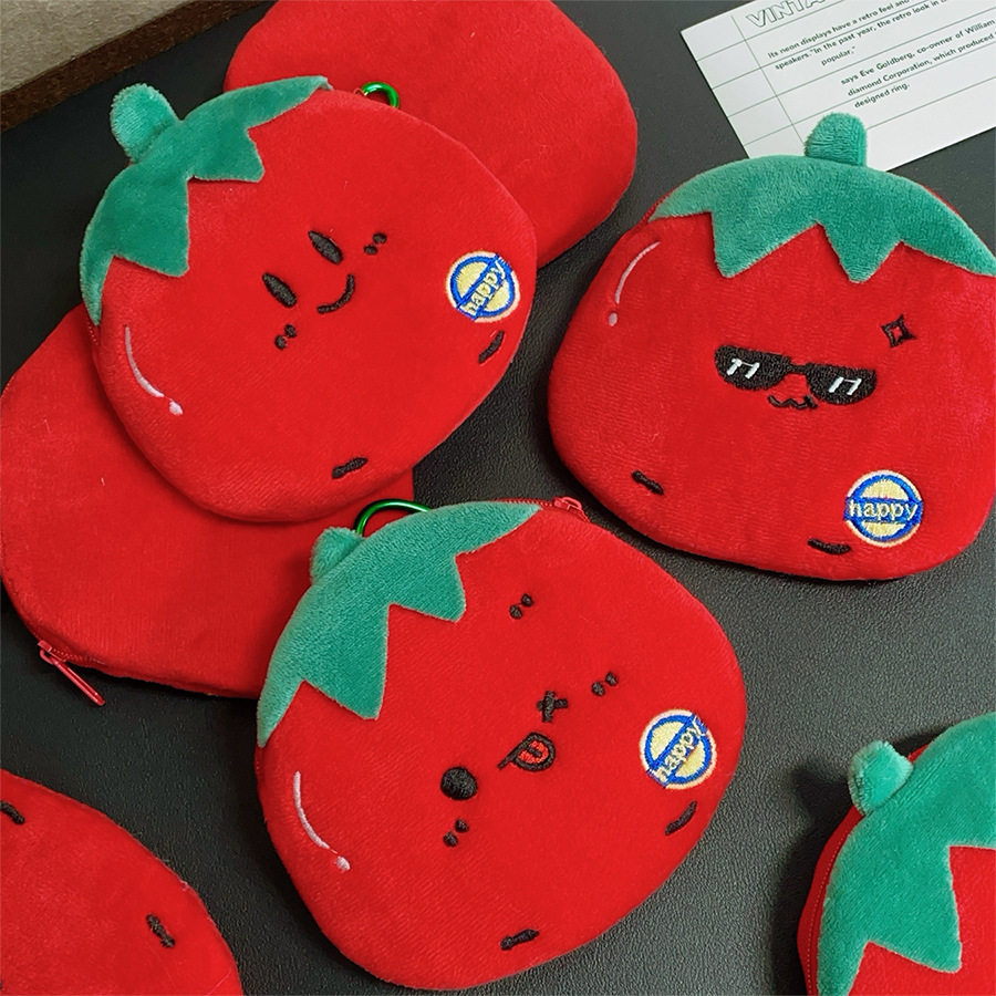 卡通番茄毛绒零钱包口红小物品便携收纳小包公交卡学生饭卡包包,收纳整理,卡套,淘宝优惠券,粉丝福利购,淘宝优惠卷