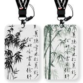 古风书法文字饭卡套定制公交卡工厂工牌门禁卡证件保护套工作证套接送卡伸缩胸牌挂脖工作证无透明窗正反全印