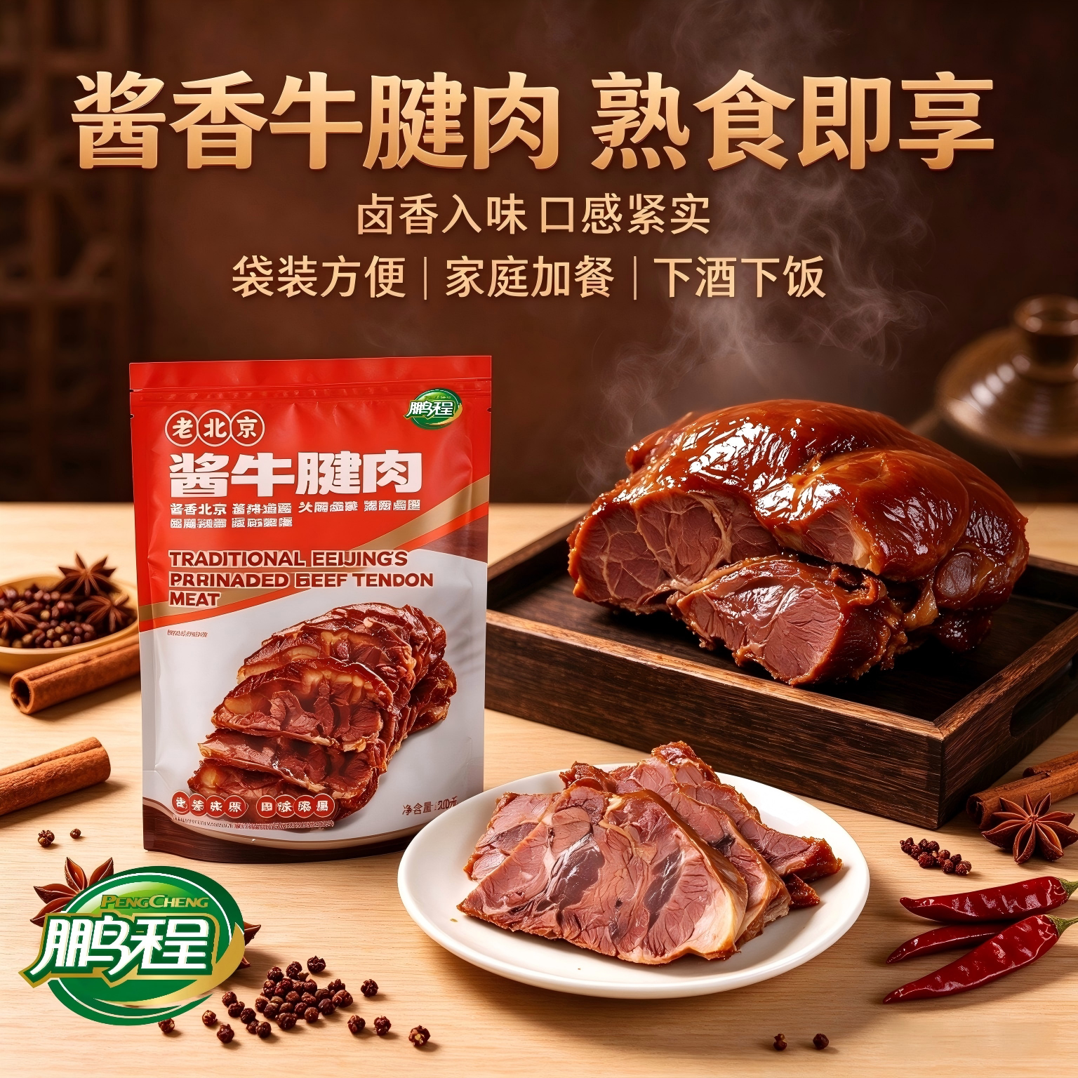 鹏程即食轻卤高蛋白酱牛肉