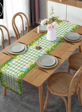 极速Easter Eggs Glreen Plaid Dining Table Runner Country Dec