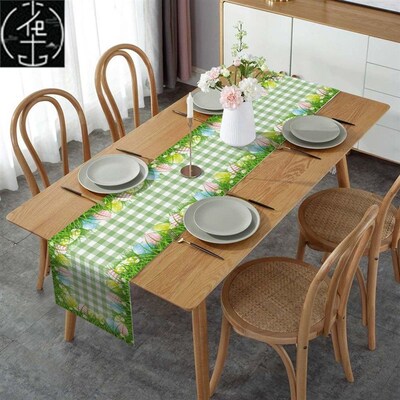极速Easter Eggs Glreen Plaid Dining Table Runner Country Dec