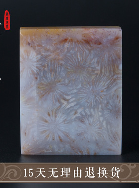 新品天然珊瑚玉化石平安无事牌方牌吊F坠菊花石子母扣平安扣水滴