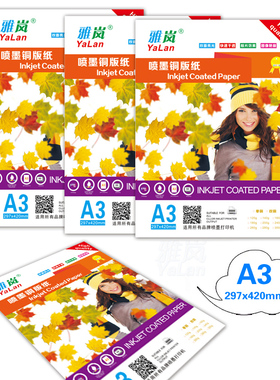 极速单面铜版纸A3喷墨打印照片纸260克18I0克200g240克相片纸高光