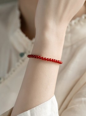 极速碧霞天然红玛瑙本q命年手链女玉髓红色宝石手串小众新年红极