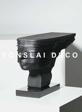 新品简约现代抽象黑色人物雕塑z摆件样板房间售楼处家居软装饰品