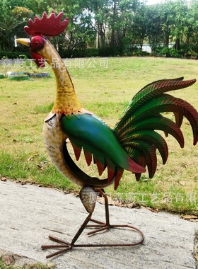 新品發小区造景小清新田园草坪装饰D金属铁艺彩绘可爱创意鸭子摆