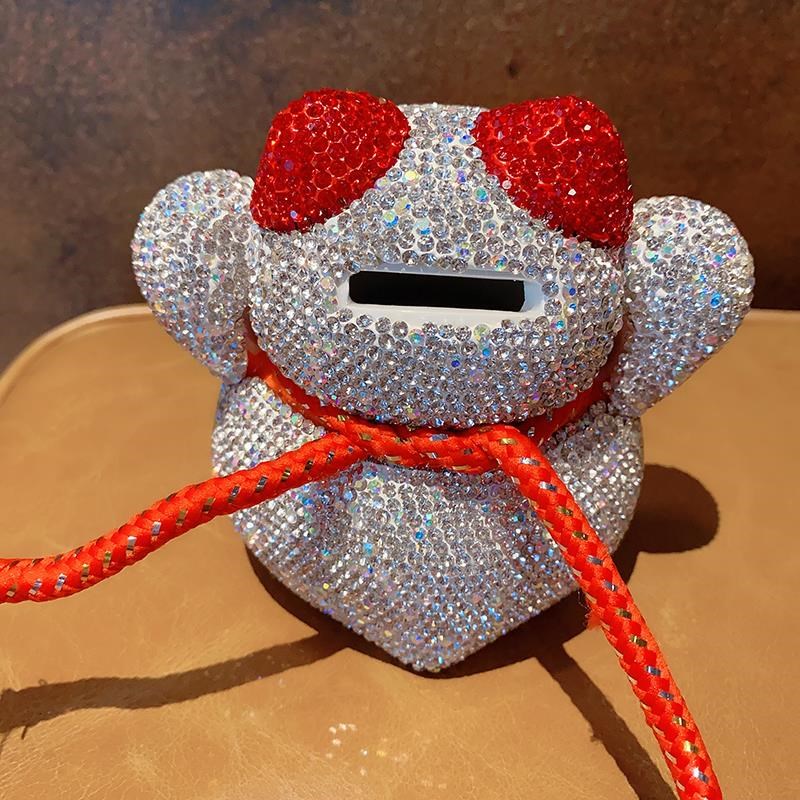 极速镶钻招财猫存钱罐店铺开业摆件水F钻储蓄罐家居客厅小储钱罐