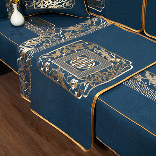 极速沙发垫防滑中式简约坐垫子四季E通用布艺亚麻实木沙发巾靠背