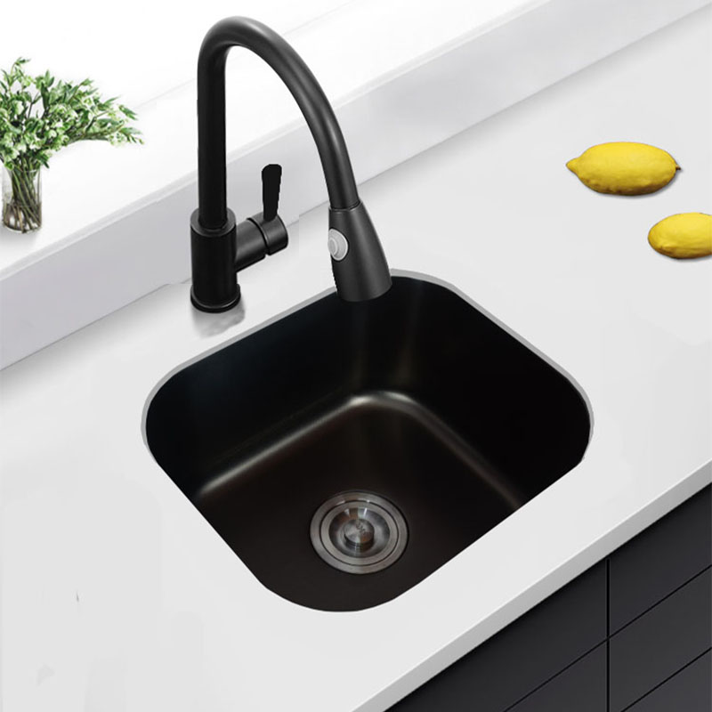 极速黑色纳米吧台下水槽迷t你单槽阳台304不锈钢厨房小号洗菜盆黑