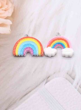 极速10pbcs 26*20mm Rainbows Flat Back Cute Charms For Pendan