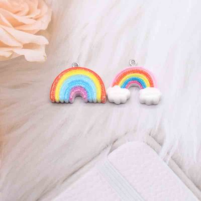 极速10pbcs 26*20mm Rainbows Flat Back Cute Charms For Pendan