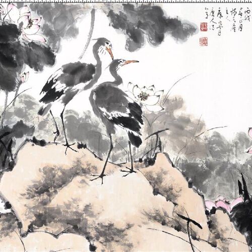 新品康宁 d水禽图 国画 画心 装饰画 画芯 名家字画宣纸高清微喷