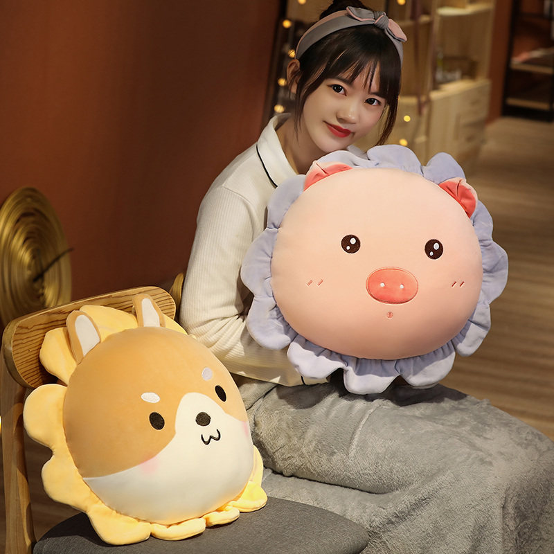 极速卡通动物太阳花抱枕毯子被子两用三合一办P公室午睡靠垫汽车