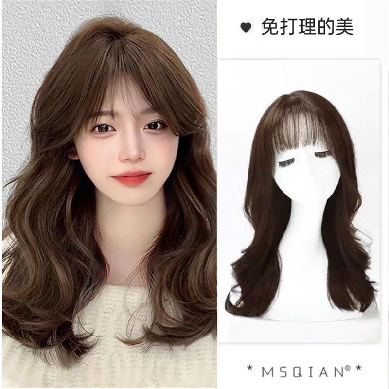 新品大波浪假发女长发真发v全真人发自然蕾丝无痕长卷发全头套式