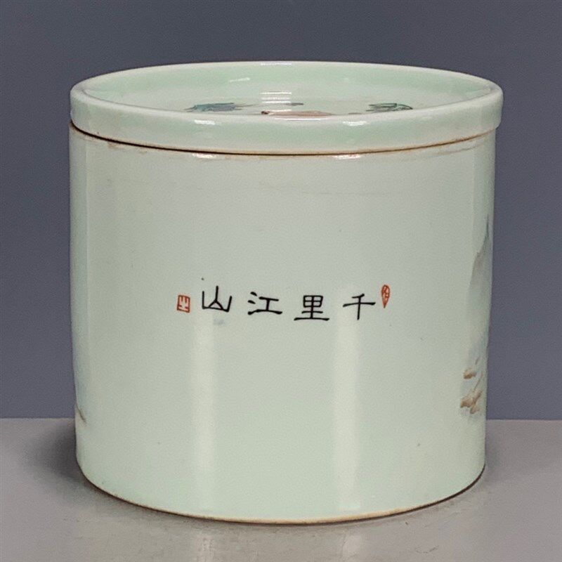 新品古董瓷器f古玩杂项收藏清代五福捧寿千里江山图蟋蟀罐蛐蛐罐