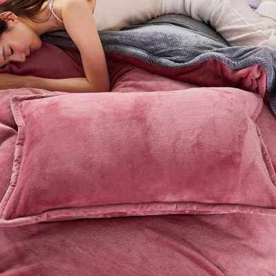 极速珊瑚绒枕套一对装简约北w欧纯色法兰牛奶绒单人枕头套枕芯套,床上用品,枕套,淘宝优惠券,粉丝福利购,淘宝优惠卷