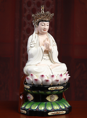 新品戴玉a堂16吋华藏如来密宗佛像供奉家用陶瓷摆件华严三圣释迦
