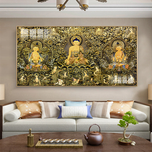 极速大威德金刚装饰画三世佛唐卡挂画H佛堂客厅书房释迦牟尼藏式