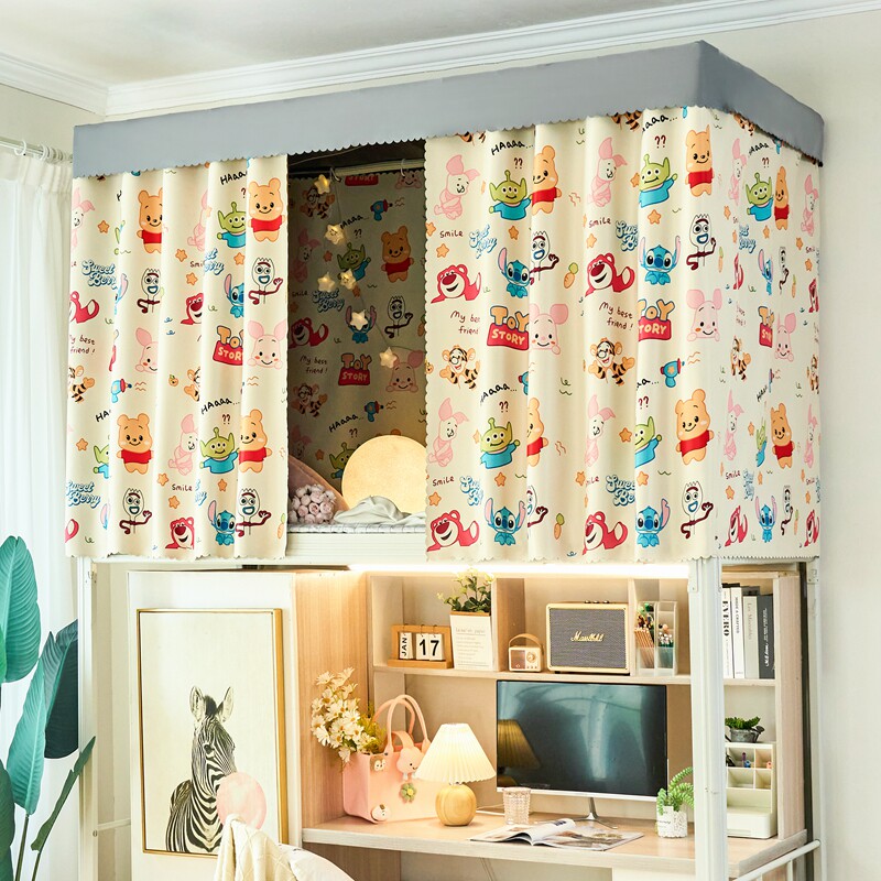 极速卡通床幔加厚强m遮光大学生宿舍床帘上铺女寝室下铺桌帘围挡