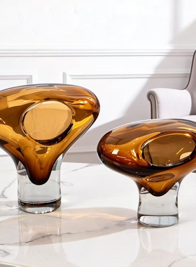 侘寂风玻璃花瓶不规则造型家居装饰创意轻奢高级感艺术品玄关摆件