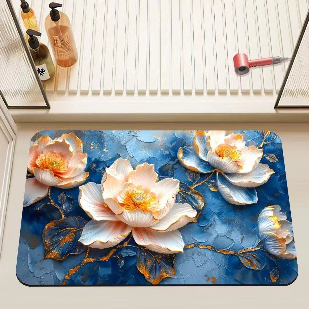 裸眼3D花朵浴室地垫硅藻泥防滑吸水垫卫生间免洗好打理防滑脚垫,个性定制/设计服务/DIY,地毯/地垫定制,淘宝优惠券,粉丝福利购,淘宝优惠卷