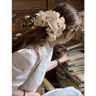 樱桃Baby 刺绣立体高级感大肠发圈女发绳扎头发双层发饰头绳韩国