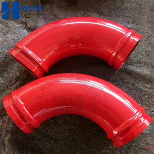 275乘90度混凝土输送泵车耐磨弯头 55Mn双层耐磨泵管弯头