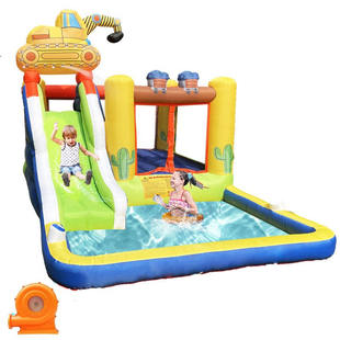 Happy Lion充气儿童水滑梯城堡水池干湿两用户外充气小型家庭城堡