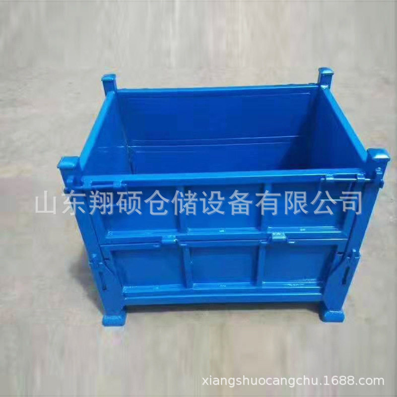 金属周转箱 济宁翔硕加厚钢板强承重增加隔板工业储物箱 折叠铁箱