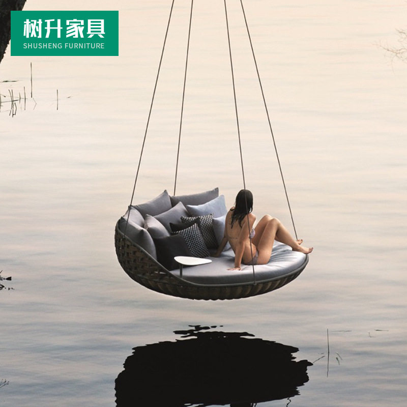 户外休闲藤编吊床吊椅秋千摇篮沙发阳台庭院别墅懒人单人双人鸟巢
