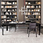 意式 极简岩板餐桌北欧实木吃饭长桌简约现代轻奢餐桌椅组合