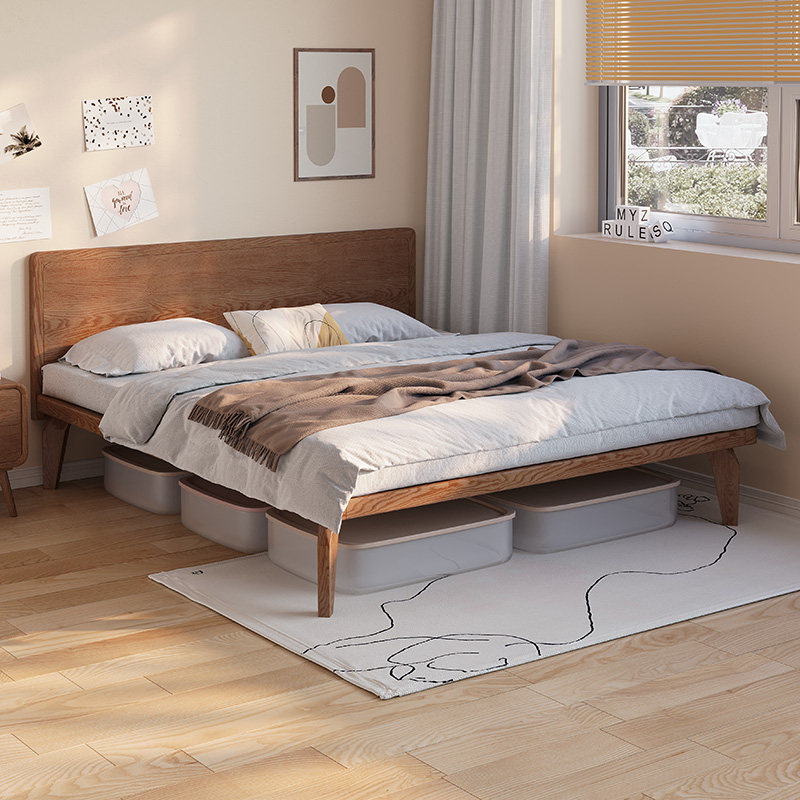 实木床1.2米一米五床原木风齐边小户型省空间小房间1.x35米单人床