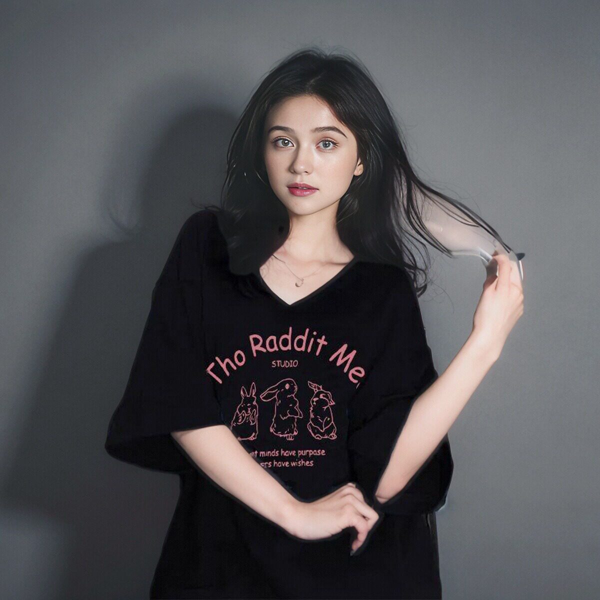 纯棉短袖女新款夏季女生短袖衫v领宽松黑色韩版美式t恤气质上衣