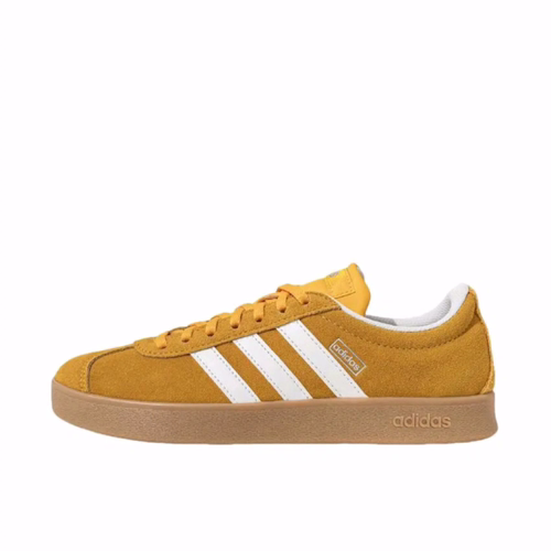 adidas Vl Court Classic 复古T头鞋 薄底低帮德训鞋男女同款黄色